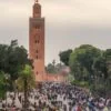 Koutoubia minaret seen from Jemaa el-Fna square, Marrakech