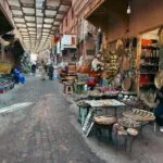 Covered souk street in the Marrakech medina